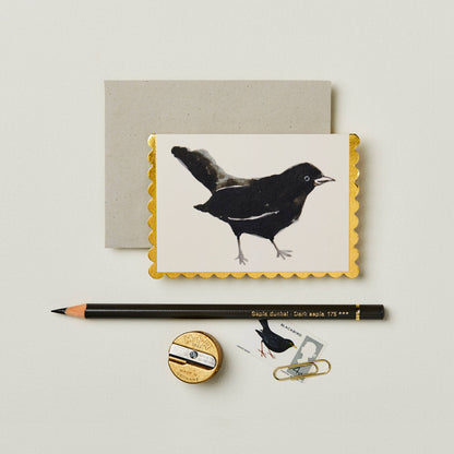 Blackbird mini card paired with its grey flecked envelope