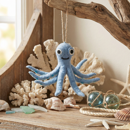 Handmade Felt Ollie the Octopus Fair trade Hanging Decor