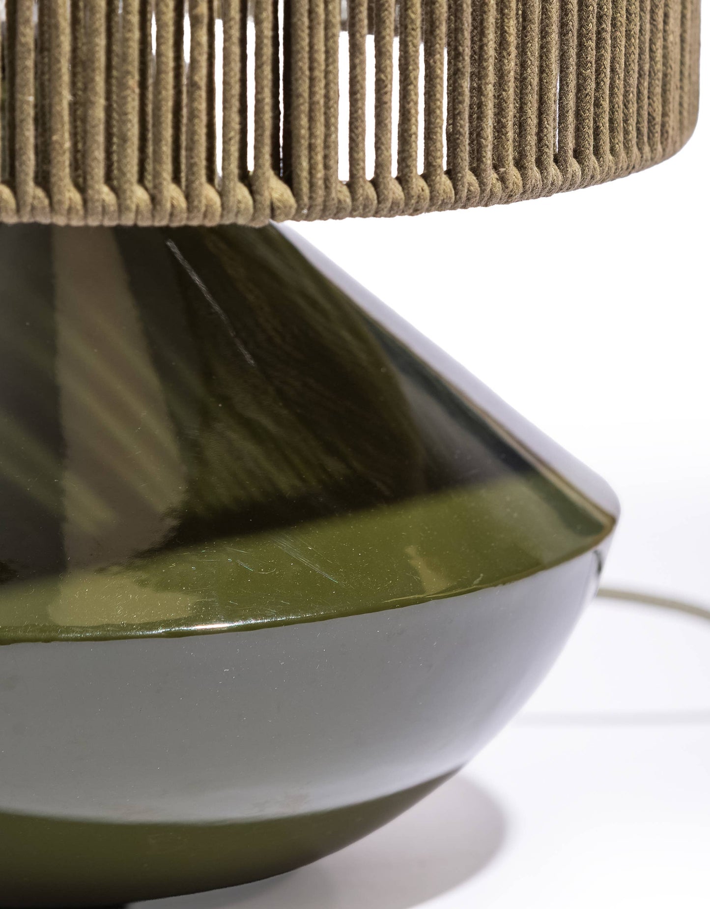 Forest Green Table Lamp With Corded Shade
