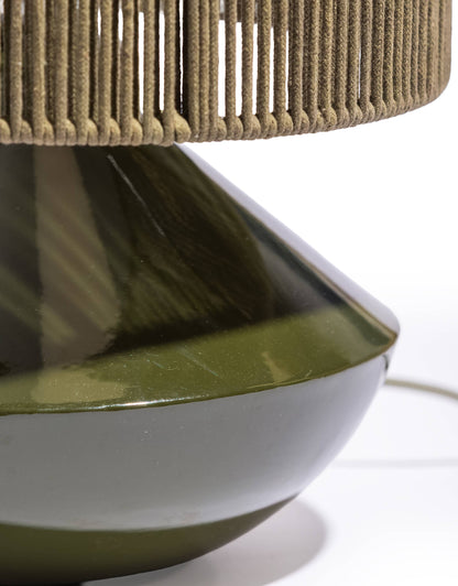 Forest Green Table Lamp With Corded Shade
