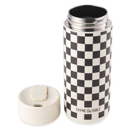 Coffee Tumbler - Black + White Checkered