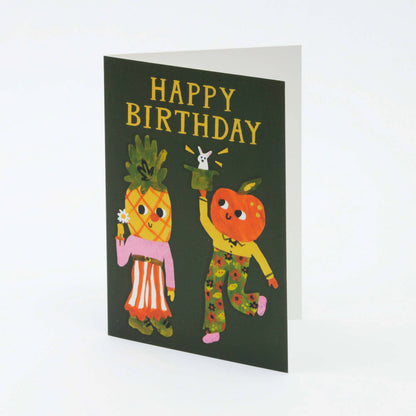 Happy Birthday Pineapple and Orange Card with envelope