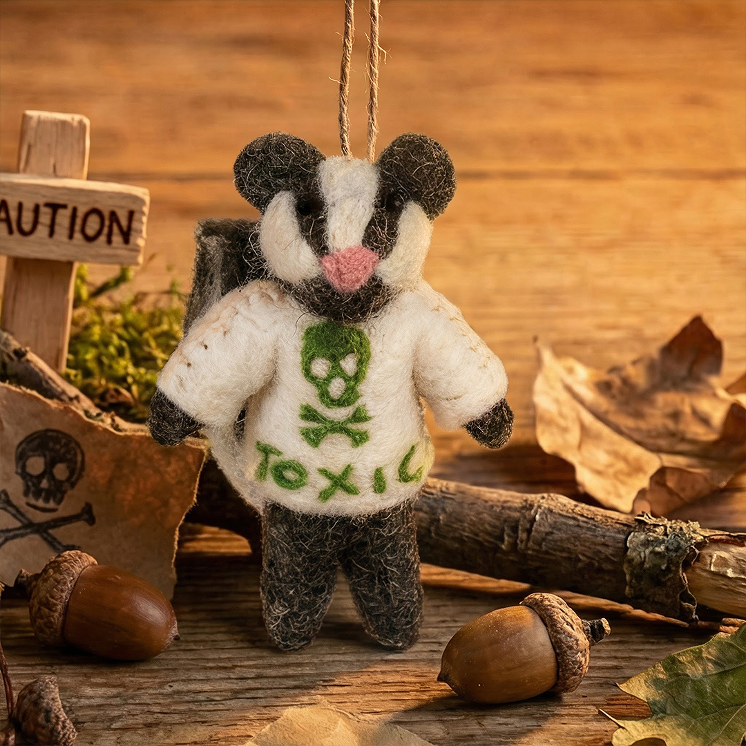 Handmade Felt Toxic Skunk Hanging Decoration