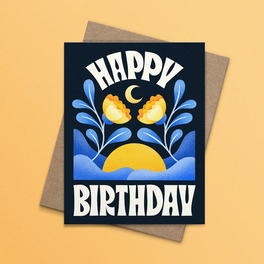 Blue Floral Birthday Card