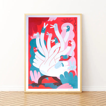 Duck Monster Risograph Print