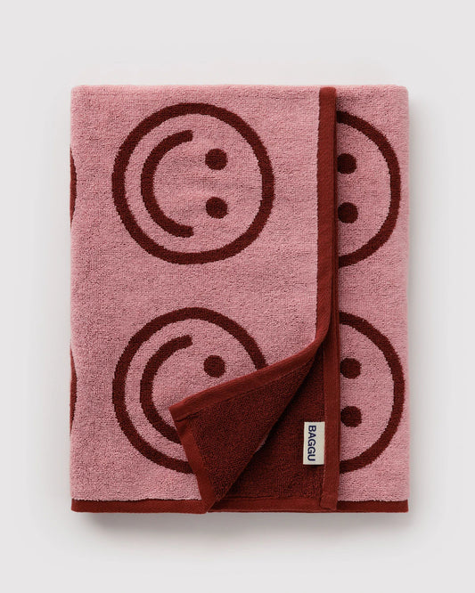 BAGGU Organic Cotton Bath Towel - Blush Happy