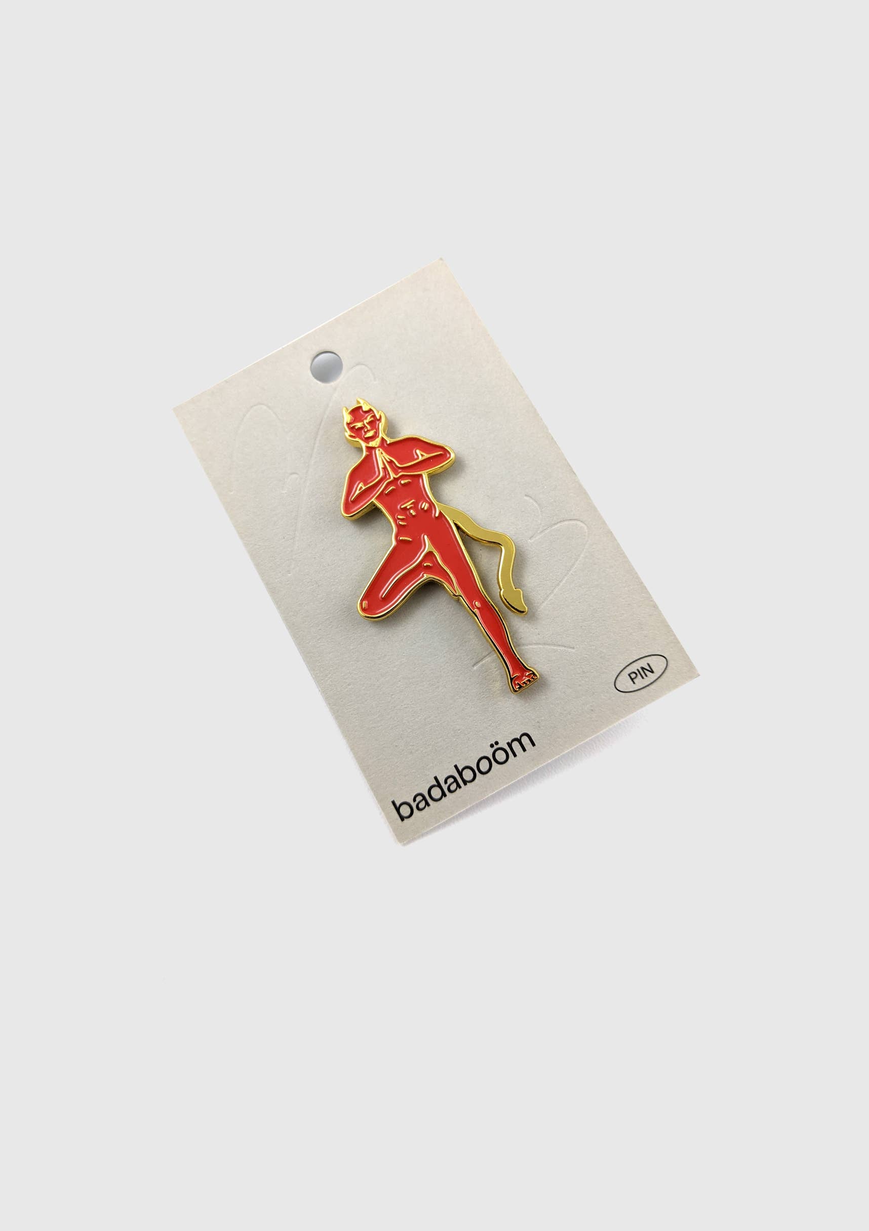 Close-up of Satan's Yoga Pin enamel detailing - PABOOM