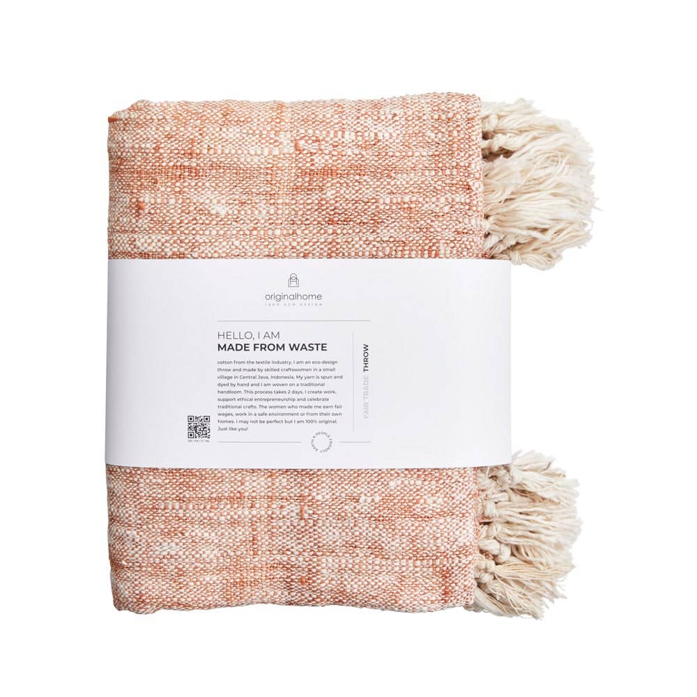 Waste Cotton Throw - Duo Tone Black / White