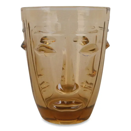 Glass Faces Tumbler Amber