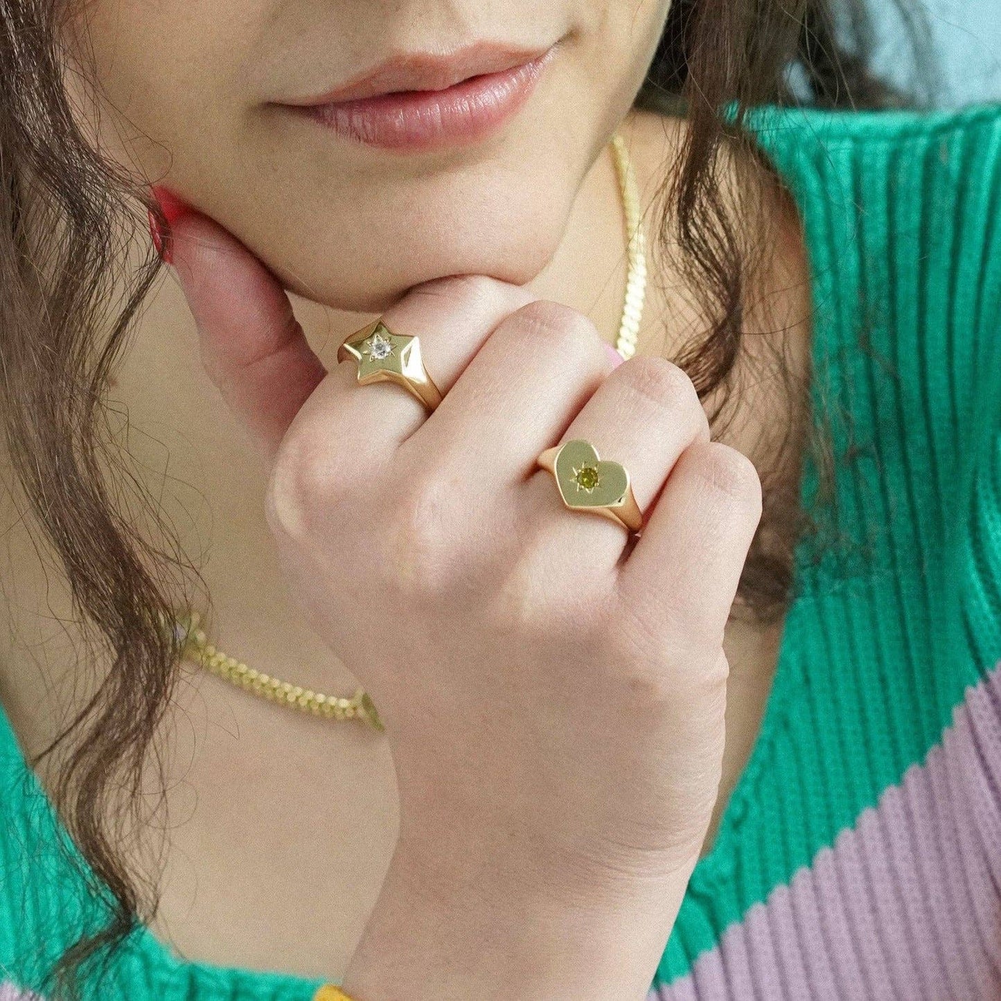 Peridot Heart Signet Ring