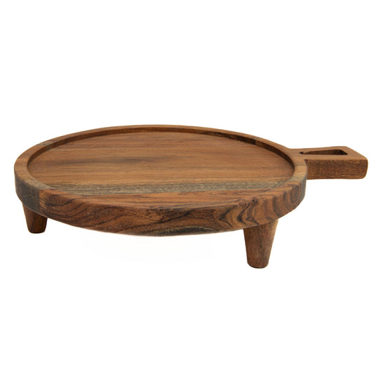 Acacia Wood Round Table Riser - Tripod Pedestal