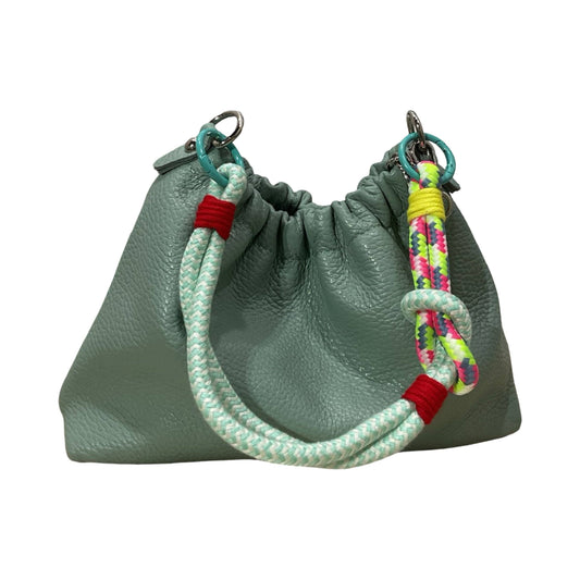 Grained Leather Shoulder Bag Plissa - Light Green
