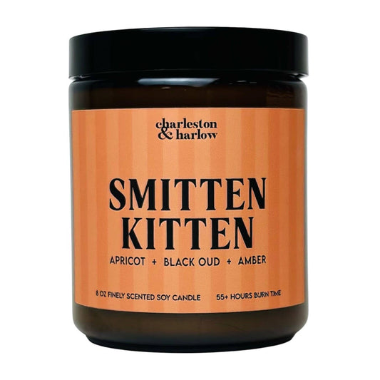 Charleston & Harlow Smitten Kitten candle and box lineup lifestyle shot