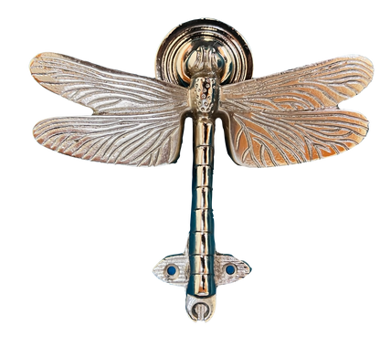 Close-up detail of the cast iron dragonfly door knocker's wings - PABOOM