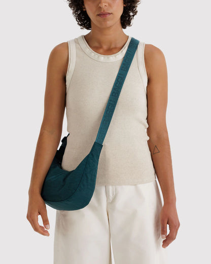 BAGGU Small Nylon Crescent Bag - Deep Sea
