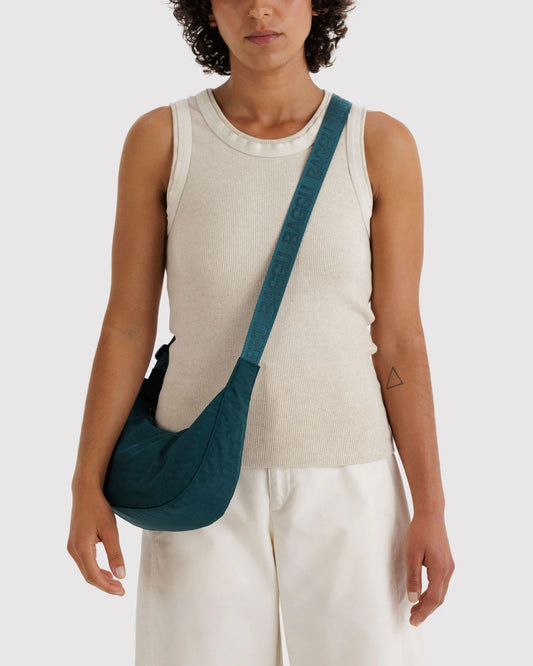 BAGGU Small Nylon Crescent Bag - Deep Sea