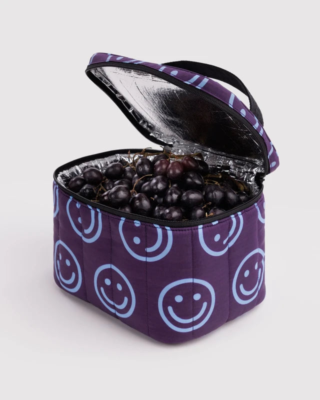 BAGGU Puffy Lunch Bag Indigo Happy interior lining detail - PABOOM