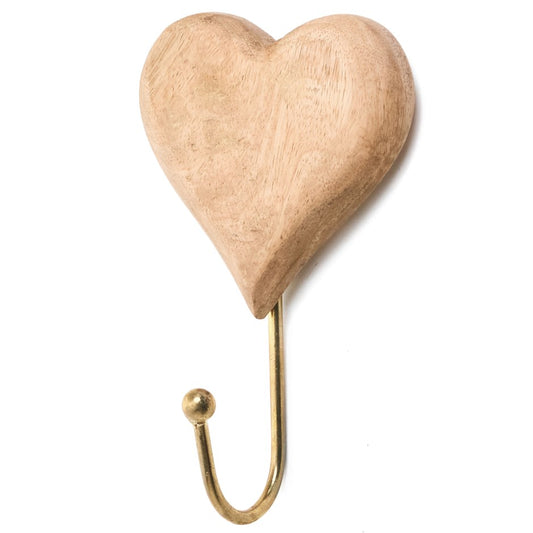 Wood + Gold Heart Hook