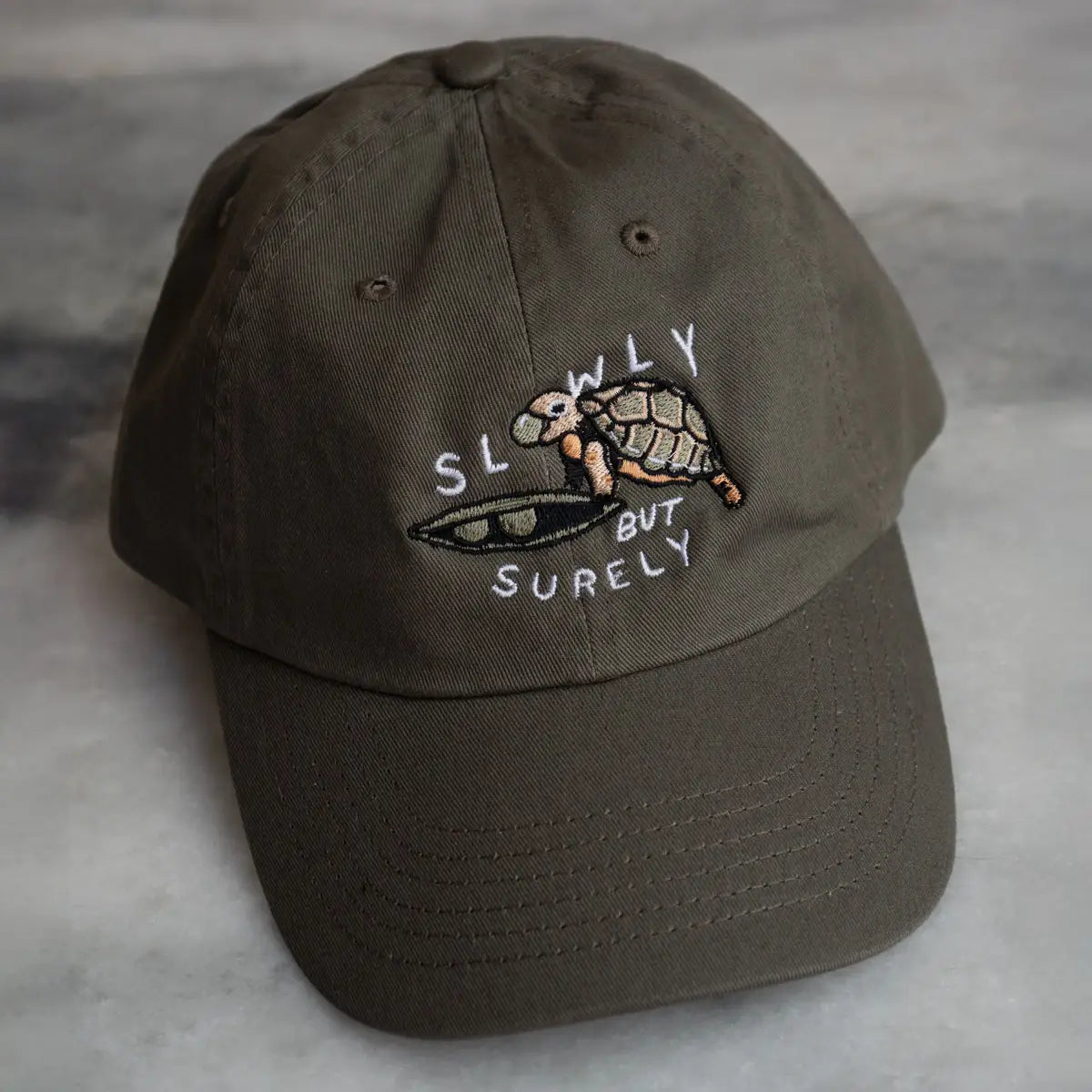 Slow Turtle Dad Hat Olive Drab