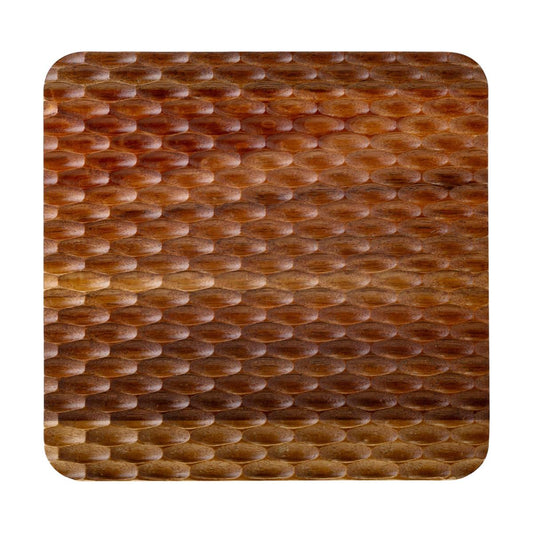 Square acacia wood cheese board with rounded corners and textured grain - PABOOM