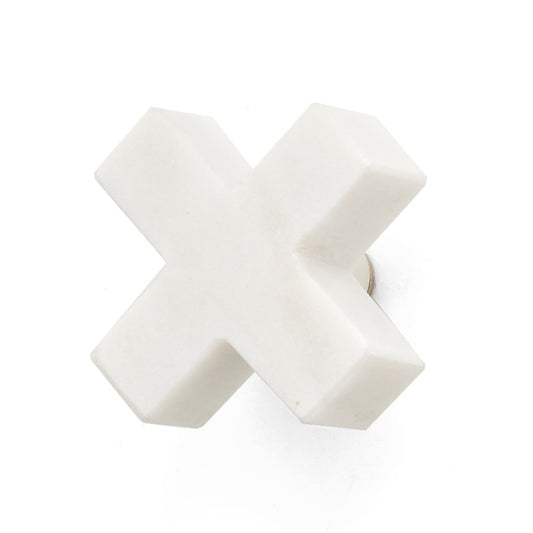 Cross Shape Marble Knob White