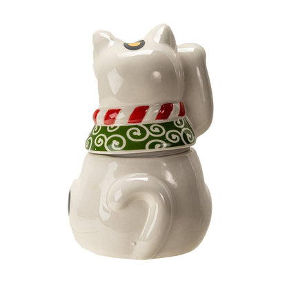 Maneki Neko cookie jar shown from the side profile