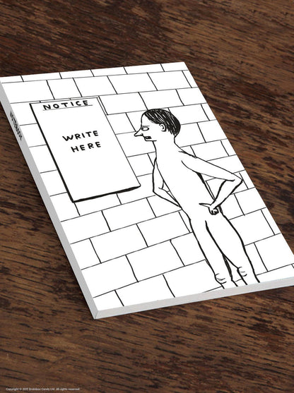 David Shrigley x Brainbox Candy Notice Write Here A5 notebook, lined pages - PABOOM