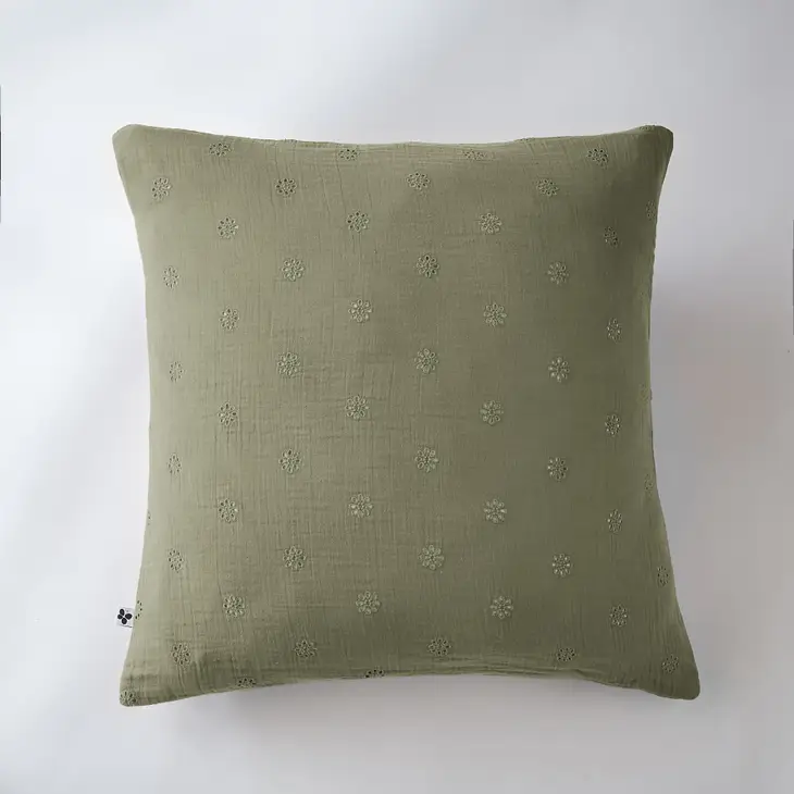 Boho Cotton Gauze Cushion Cover 24" Rosemary