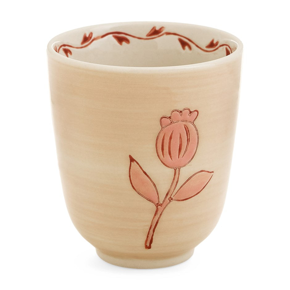 Painted White Cranberry Porcelain Cup