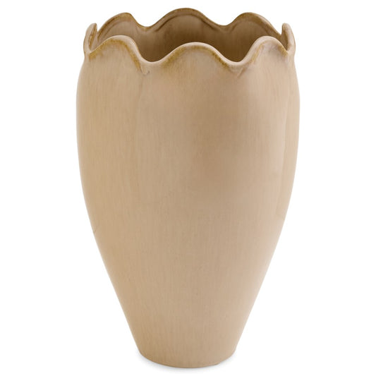 Ruffled Border Clay Vase Light Mocha