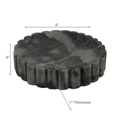 Elora Grey Marble Soap Dish Ribbed Edge