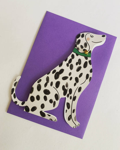 Close-up of the gold bell detail on the Sitting Dalmatian Shaped Greeting Card
