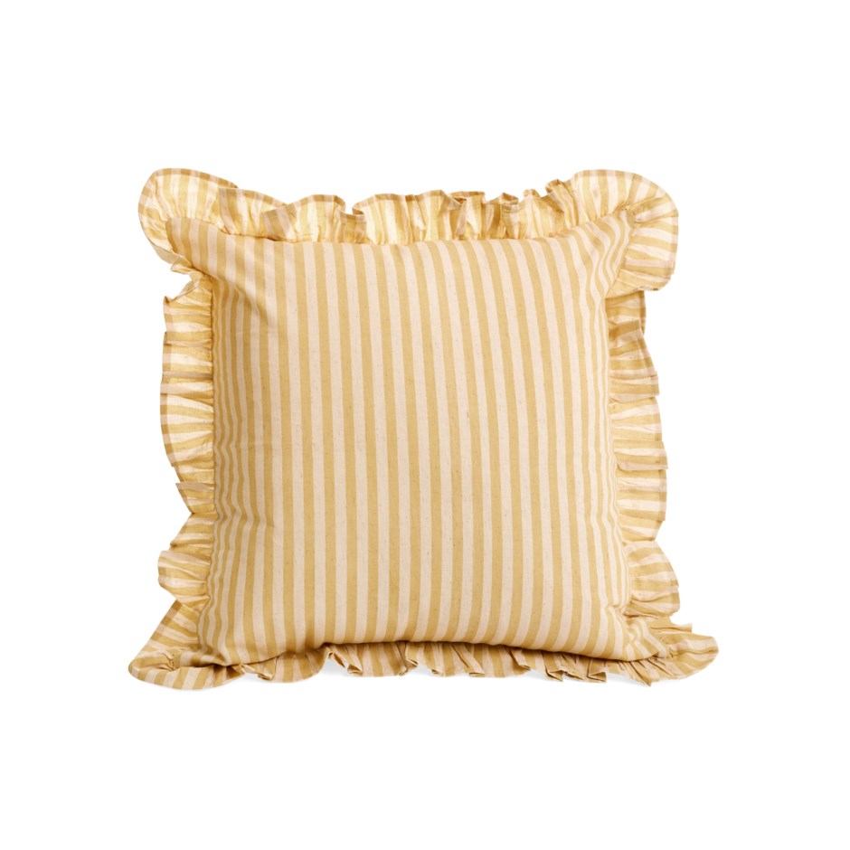 Striped Ruffled Trim Cushion 20"