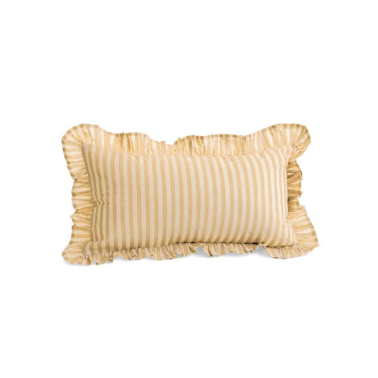 Striped Ruffled Trim Cushion 12 x 22" - Yellow