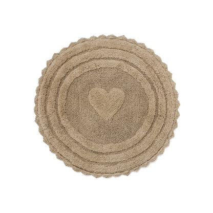 Tufted Heart Round Bathmat White