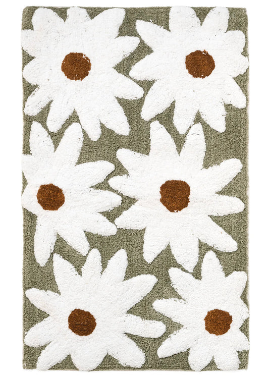 Daisies Cotton Tufted Bathmat - Sage