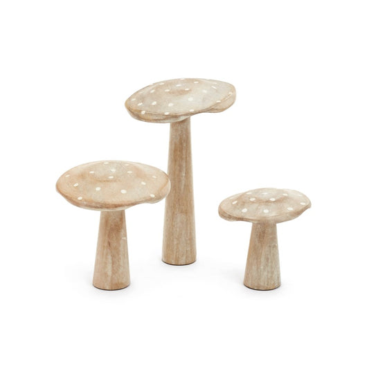 Wooden Whitewash Mushroom