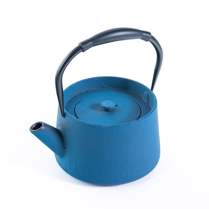 Modern Straight Edge Cast Iron Tea Pot - Blue