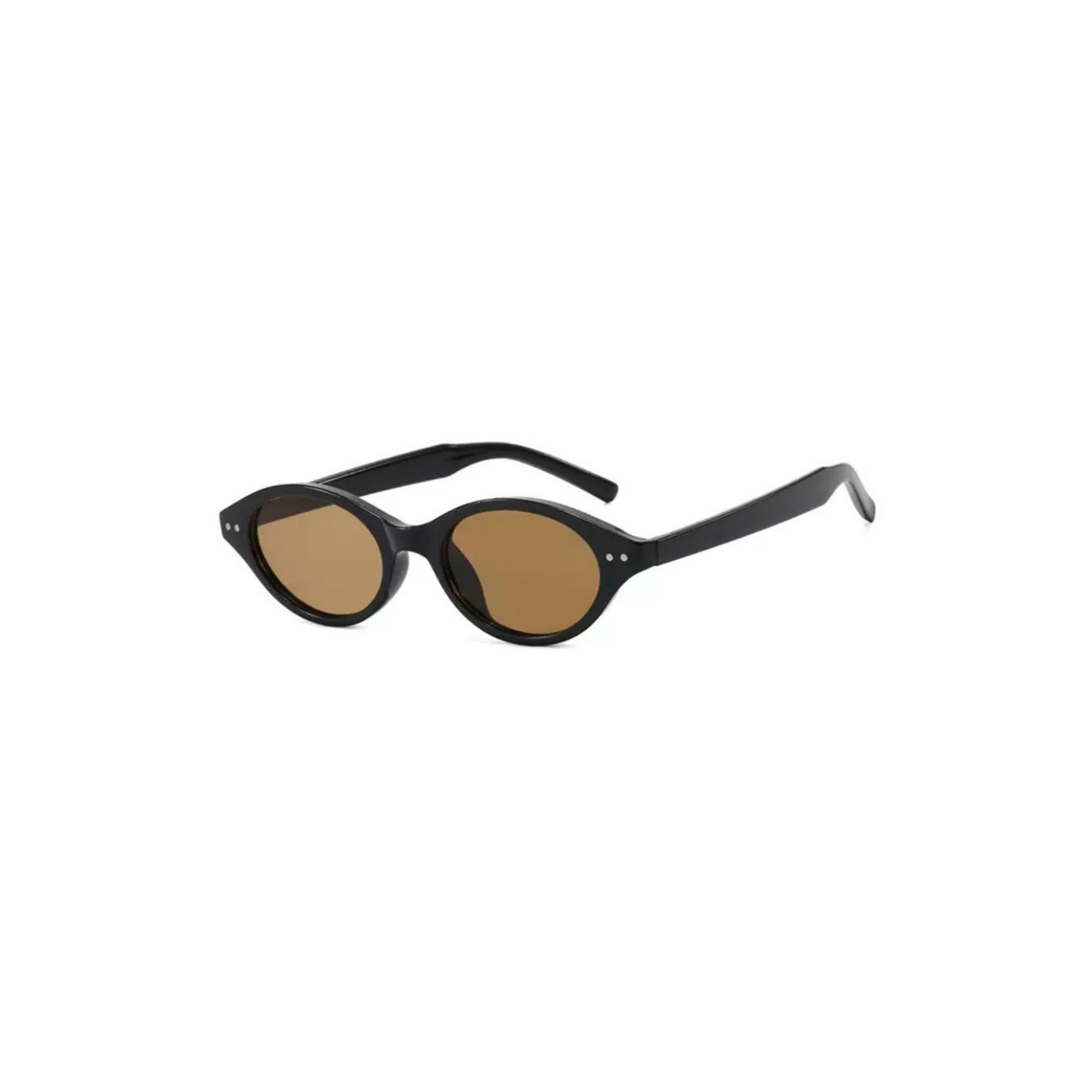 Minimal Oval Sunglasses – Slim Retro Everyday Frame: Brown