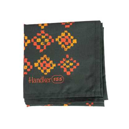 Close-up of the Royce Bandana's screen-printed illustration detail