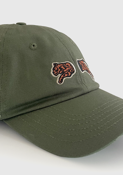 Side view of Hop sage green dad hat showing adjustable metal clasp - PABOOM