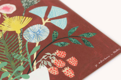 Burgundy Bouquet Print close-up detail