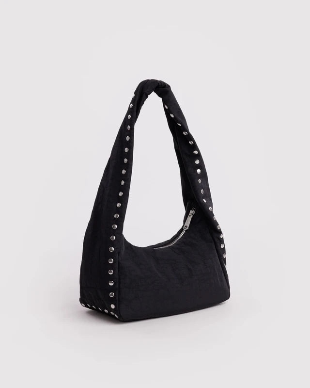 BAGGU Small Nylon Meringue Bag Studs strap and hardware detail - PABOOM