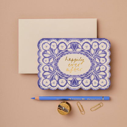 Reverse side of the Lace Happily Ever After card showing the continued lace print