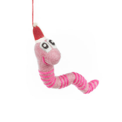 Handmade Felt Christmas Wrigley the Worm Hanging Decoration