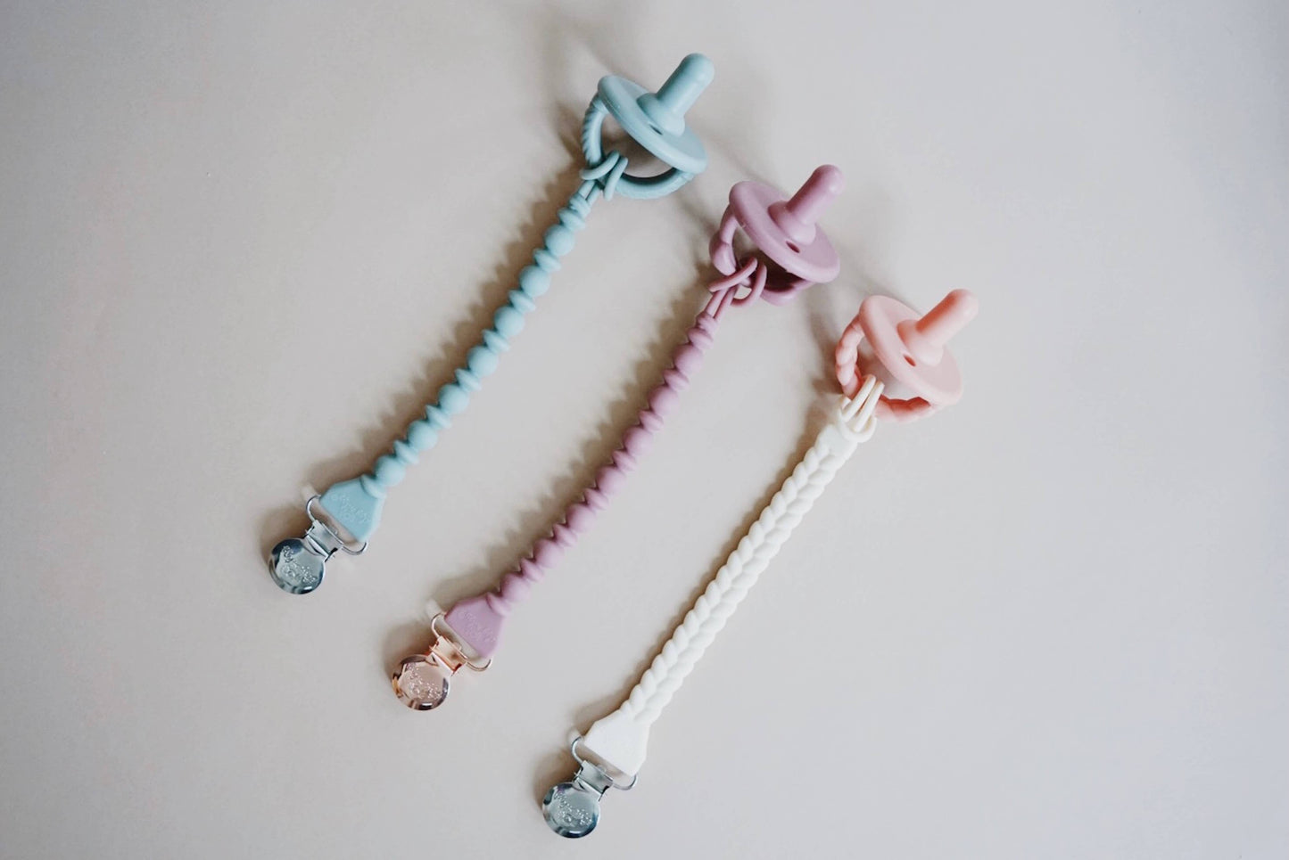 Sweetie Strap™ Silicone One-Piece Pacifier Clips - Blue Beaded