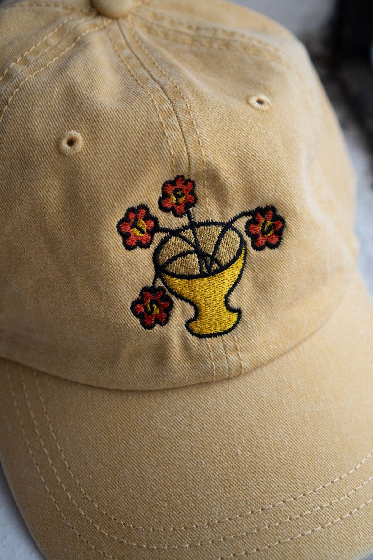 STFU Vase Dad Hat Vintage Dark Blue, side view