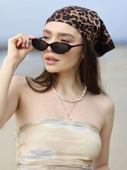Soft Cat Eye Oval Sunglasses - Tortoise / Green Lens