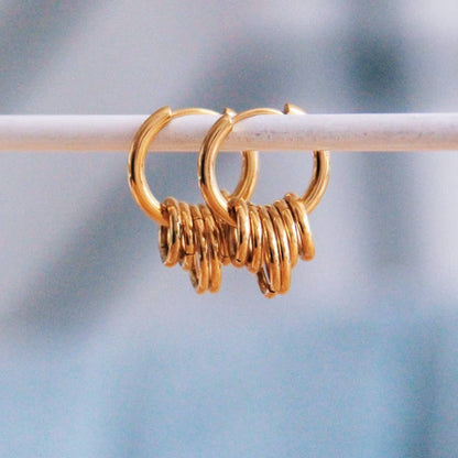 Hoop Earrings With Rings Gold