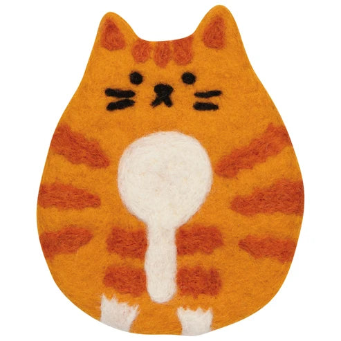 Cat Club Felt Coasters Set stacked together showing all four cat designs - PABOOM